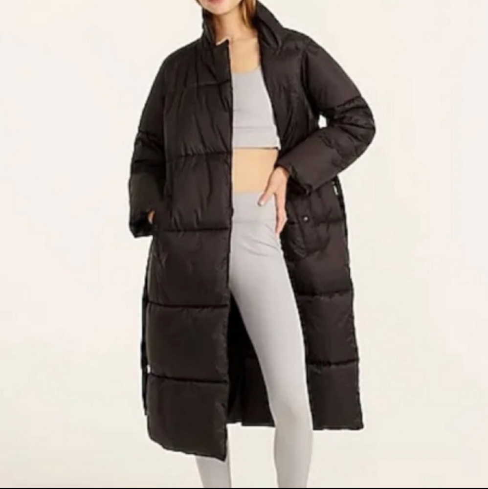 J.Crew Quilted puffer wrap coat with primaloft
